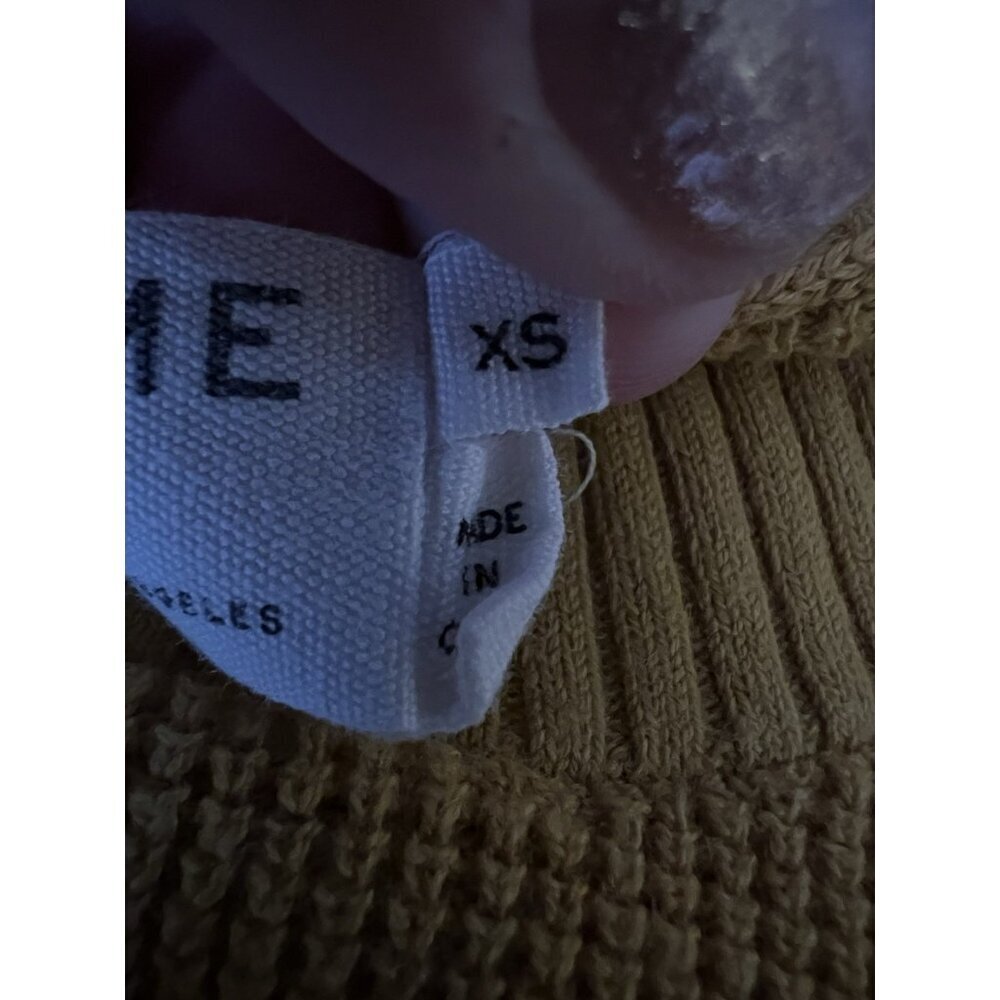 FRAME marigold yellow crewneck classic waffle knit sweater XS preppy designer - Picture 4 of 9
